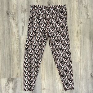 NWT Terez Athletic TLC Leggings Pants Activewear Aztec Geo Brown Black Size 1X